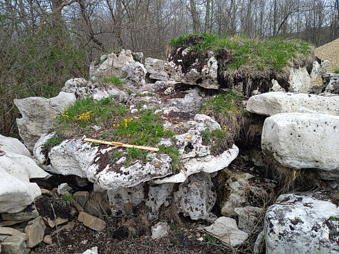 Kamenclub.ru: Выветренный известняк со мхом фр. 100-500 мм.  купить в Коломне известняк серый белый зеленый валун известняковый крупный 10000 руб/т   фото КАМЕНЬ КЛУБ